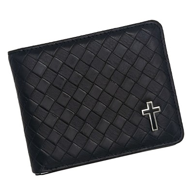 Steeltime Men's Braided Vegan Leather Cross Wallet