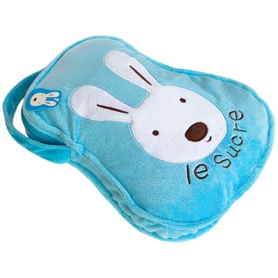 Slickblue Sugar Rabbit Travel Pillow Blanket - 25.2" x 37", Soft & Cozy, Zippered Storage, Travel-Friendly, Blue/Pink