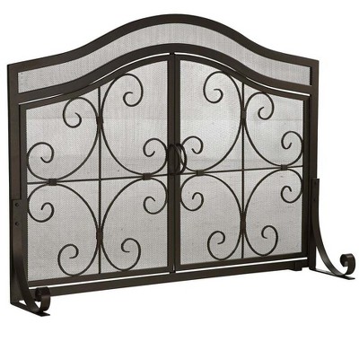 Plow & Hearth Small Crest Fireplace Screen With Doors
