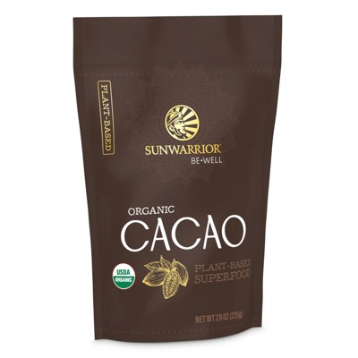 Be Well Organic Cacao Powder, Plant-Based Superfood, Baking & Smoothie Additive, Sunwarrior, 225g (45 servings)