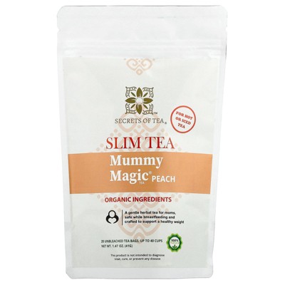 Secrets Of Tea Mummy Magic Weight Loss for Women - Peach Flavor- Natural USDA Organic Caffeine Free - Peach Flavor - Up to 40 Servings - 20