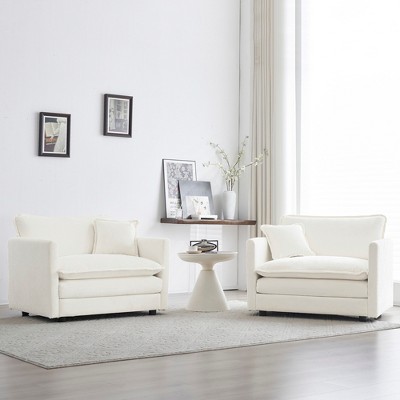 APRILSOUL Set of 2 Accent Chair High-end Chenille Upholstered Armchairs, Living Room Side Chairs with Toss Pillow