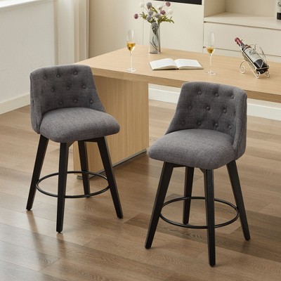 NicBex 360°Swivel Bar Stools Set of 2 Modern 25" Counter Height Barstools with Button Tufted Back for Kitchen Island, Pub