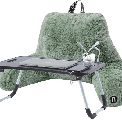 Nestl Fur Reading Pillow, Faux Fur Bed Pillow with Arms, Reading & Bedrest Pillow for Sitting in Bed Adult & Kids