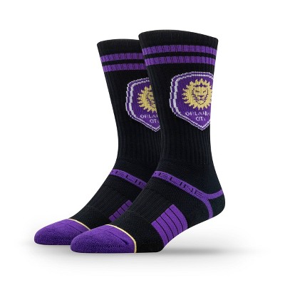 MLS Orlando City SC Premium Knit Crew Socks: Cushioned Heel & Toe, Midweight Fabric