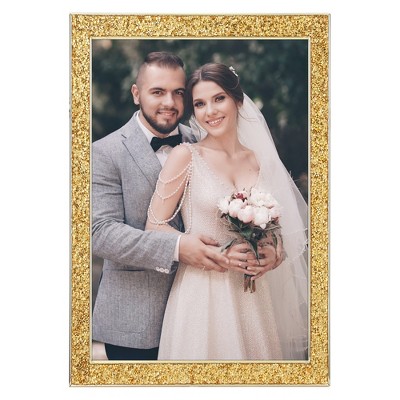 REGALWOVEN Wedding Gift Home Tabletop Decor Shiny Metal Photo Frame with Real Glass