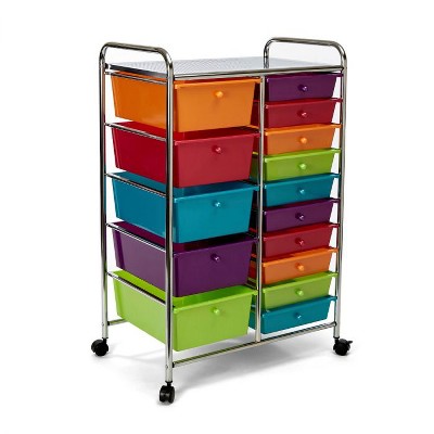 Seville Classics 15-Drawer Rolling Organizer Cart