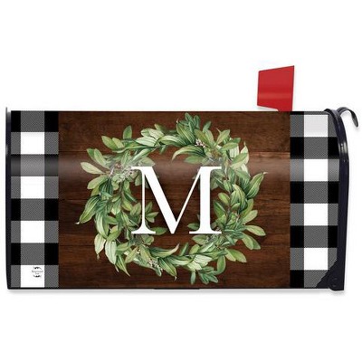 Wreath Monogram Letter M Mailbox Cover Everyday Standard Briarwood Lane