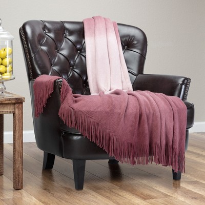 Chanasya Gradient Ombre Acrylic Throw Blanket With Tassels