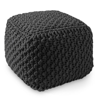 Casafield Pouf Ottomans, Cotton Knit Foot Stools, Boho Floor Pouffes for Living Room