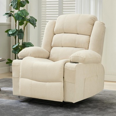 Oversize Manual Recliner Chair – Overstuffed Breathable Fabric Lounge Chair with 3 Angle Modes, Cup Holders & Side Pockets