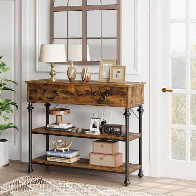 COZONY Console Table with 2 Drawers and Storage Shelves, Small Entryway Table for Hallway, Living Room, Behind Sofa