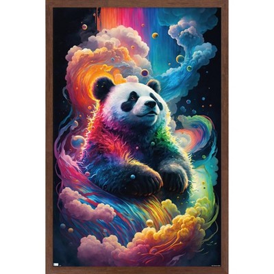 Trends International Wumples - Cosmic Neon Panda Framed Wall Poster Prints