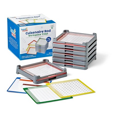 Hand2Mind Cuisenaire Rod Workspace Trays 6pc: Educational Math Kit for Kindergarten to 8th Grade with Activity Guide
