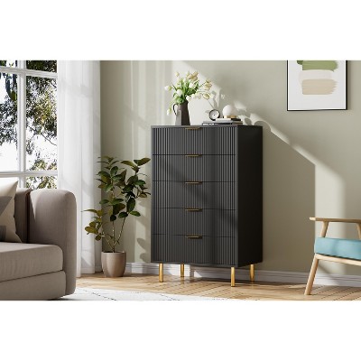 Garvee White 5 Drawer Dresser for Bedroom, 48¡± Tall Dresser Chest of Drawers, Modern Wood Storage Dresser Organizer for Hallway, Entryway