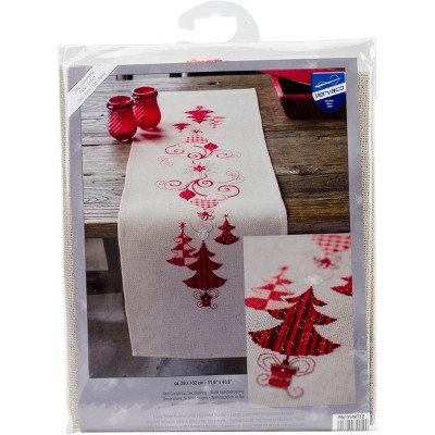 Vervaco Counted Cross Stitch Table Runner Kit 11.6"X40.8"-Red Christmas Decor