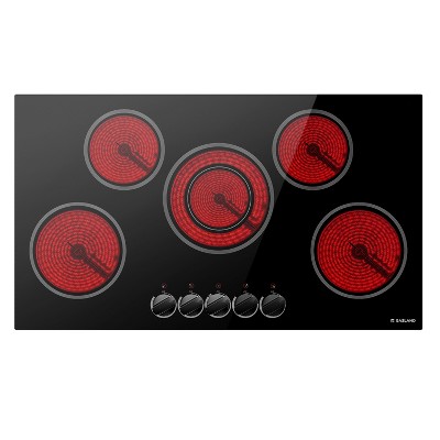 GASLAND CH90BS 36 Inches 5 Burners Built-in Ceramic Electric Cooktop, 240 V 8200 W, ETL Certified, Knob Control