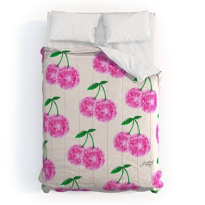 Deny Designs Lindsey Kay Collective Disco Ball Cherries Comforter Bedding Set Cream