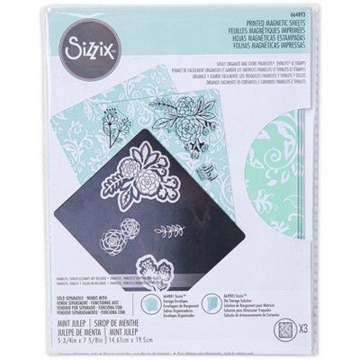 Sizzix Printed Magnetic Sheets 6.75"X5.75" 3/Pkg-Mint Julep
