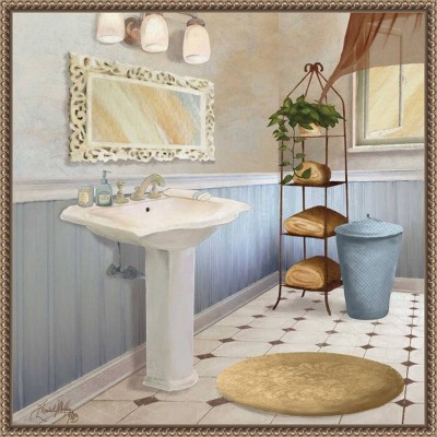 Amanti Art 22"x22" Sundance Bath II by Elizabeth Medley Framed Canvas Wall Art Print Bronze: Hand-Stretched, Lithograph, Polystyrene Frame