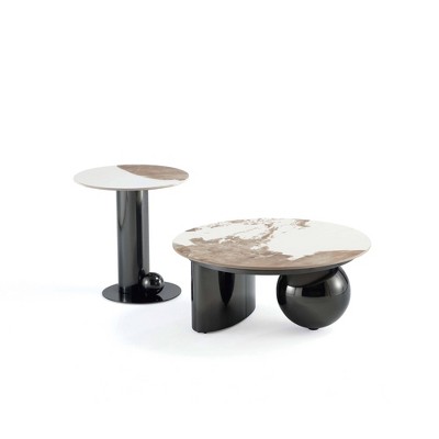 Manhattan Comfort Laurel 2pc Coffee Table and End Table Set Black