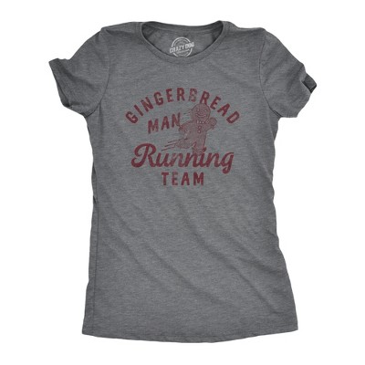 Womens Gingerbread Man Running Team T Shirt Funny Xmas Cookie Sprinting Joke Tee for Ladies - Crazy Dog Women's T Shirt Gift For Christmas