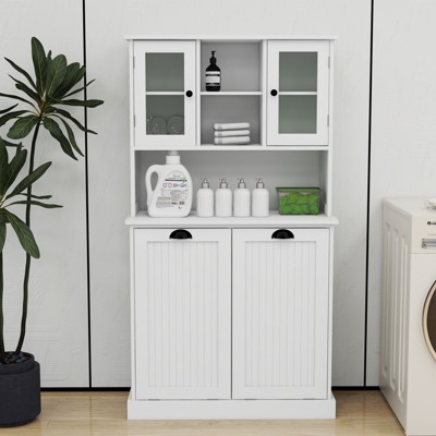 GDFStudio Krixi Modern 32.68'' Bathroom Cabinet with Tilt-Out Laundry Basket and 2 Adjustable Shelves