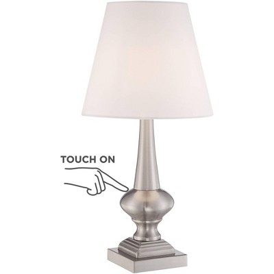 360 Lighting Modern Desk Table Lamp 19" High Brushed Steel White Bell Shade Touch On Off for Bedroom Bedside Nightstand Office