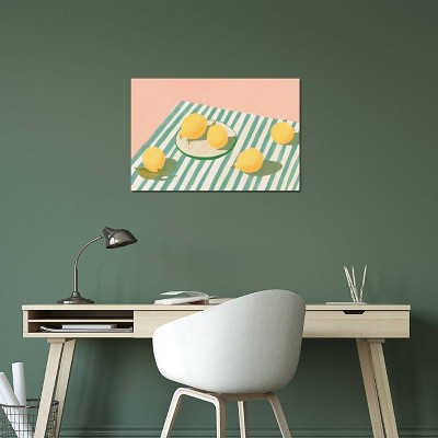 iCanvas Lemons and Stripes by Jenny Rome Canvas Print Wall Art