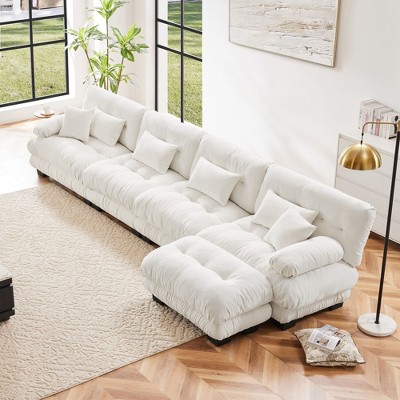 Free Combination, Modular Sectional Sofa,L Shaped Couch for Living Room, 4-Seater Comfy Cloud Couch with Convertible Ottoman
