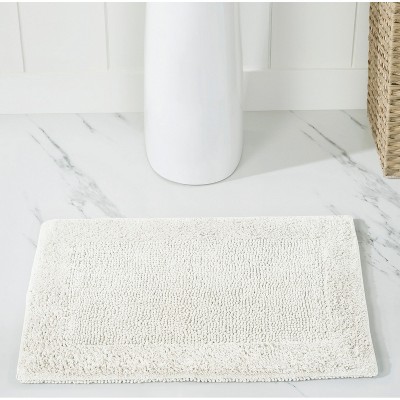 Edge Bath Rug 100% Premium Cotton Tufted Weave Design Solid Reversible Bathroom Rug - Super Water Absorbent & Machine Washable Bathmat