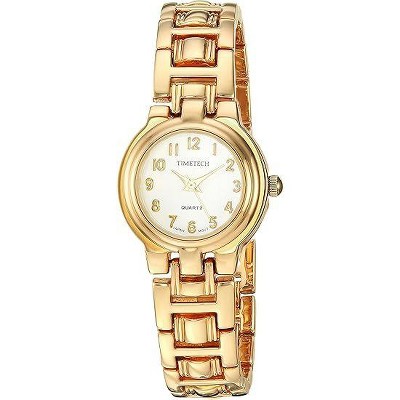 TIMETECH Women's Gold Plated Panther Link Bracelet Dress Watch with White Dial