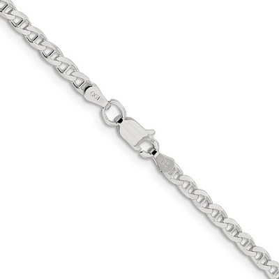 Black Bow Jewelry 3.1mm Sterling Silver Solid Flat Cuban Anchor Chain Necklace