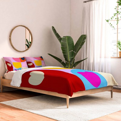 Deny Designs Ana Rut Bre Fine Art Valentines Day Hearts Mid Century Modern Comforter and Sham Set