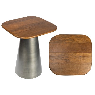 JONATHAN Y Skye 18" Modern Rustic Square Wood/Metal Accent Table