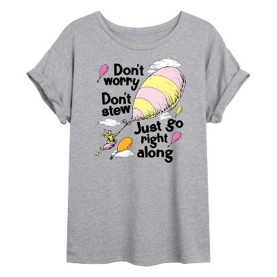 Women's - Dr. Seuss - Don't Worry Go Along Oversized Graphic T-Shirt