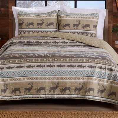 Great Bay Home Rustic Lodge Reversible Quilt Set With Shams
