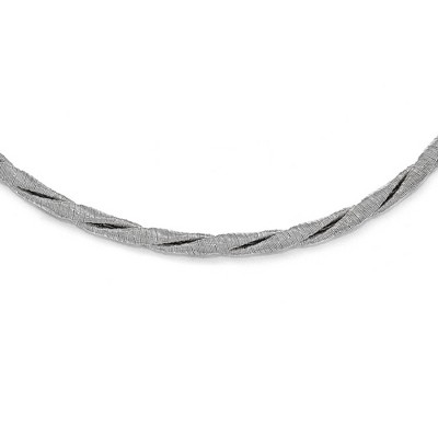 Black Bow Jewelry Sterling Silver 4mm Fancy Textured & Twisted Chain Adjustable Necklace