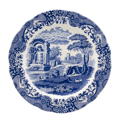 Spode Blue Italian 12-Inch Decorative Dining Tray - Porcelain Underplate with Refined Border Design - Elegant Blue & White Serving Accent