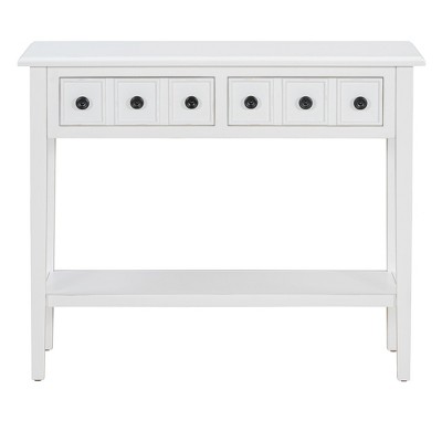 PDTEND 38.2" Rubber Wood Rustic Console Table