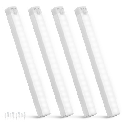 iHome 8" Rechargeable Motion Sensing LED Light 4-Pack, 3000K Warm Light, 2 Modes, Easy Installation