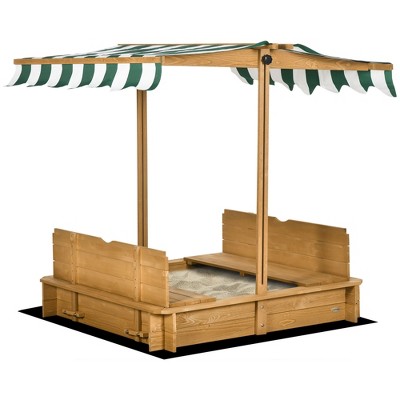 Dexmalle Children Outdoor Sand Box with Foldable Bench Seats
