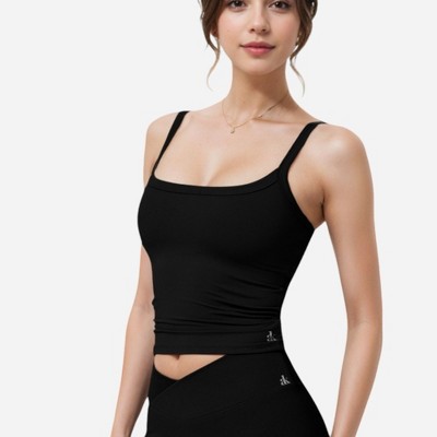 Anna-Kaci Active Women's Square Neck Tank Top with Spaghetti Straps
