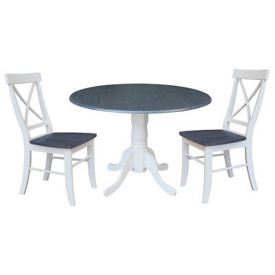 42" Mase Dual Drop Leaf Table with 2 X Back Chairs - International Concepts