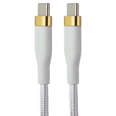 S. Simple (10-Ft) USB-C to USB-C Tough-Knit Braided Cable - White/Gold