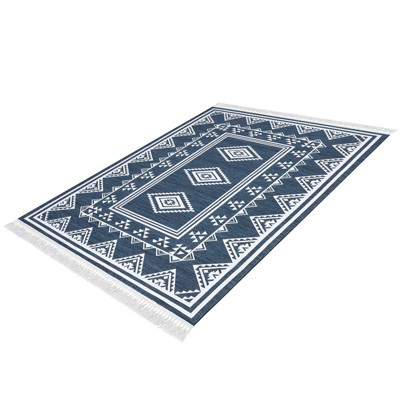 Area Rug, Machine Washable Tassel Rugs for Living Room, Indoor Non-Slip Front Door Mat, Stain Resistant Floor Cover Carpet, Bordered