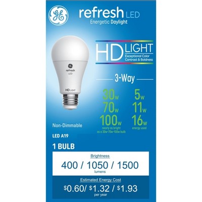 GE Refresh A19 LED 3-Way Daylight Light Bulb