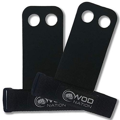WOD Nation Barbell Gymnastics Grips Perfect for Pull-up Training, Kettlebells, Gymnastic Rings (Black - Small)