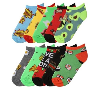 Kids Boys Fun Foodie Low Cut Socks - 10 Pairs