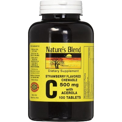Nature's Blend 8703 Vitamin C Chewable 500 mg Acerola Strawberry Flavor